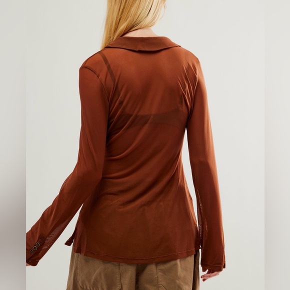 NWT Free People Solid Lucky Mesh Shirtee - L - Picture 3 of 3